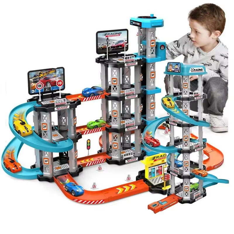 Hot Wheels Car Track Sets - Auto-Rennstrecken-Rampenspielzeug für Kinder, Garage, Katapult-Rennstreckenspiel, Kinder-Bausatz,